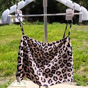 Victoria's Secret Cami Top M Leopard Animal Tie Back Cheetah Cropped Adjustable